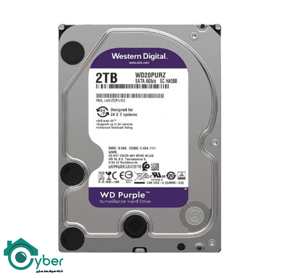 هارد اینترنال دو ترابایت 2TB وسترن دیجیتال بنفش PURPLE